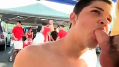 Pledge Sucks Dick At Public Tailgate BBQ Facial