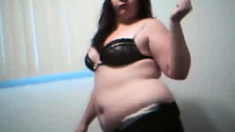 BBW girl dancing and striptease on webcam