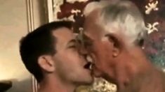 Hot mature guy with silver fox in hotel