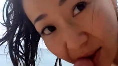 Asian Amateur Slut Sucks Off at the Beach You're Salty
