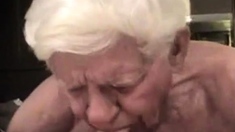 Gray haired grandpa suck huge cock and get it in his ass